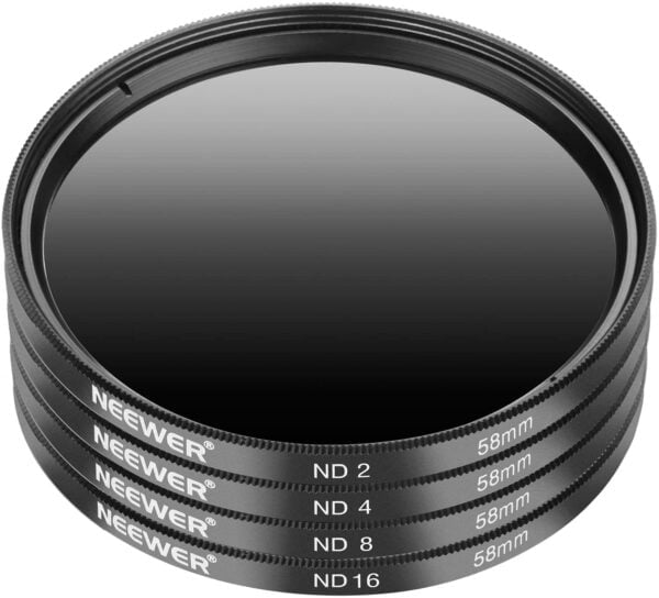 Neewer 58MM (ND2-ND4-ND8-UV-CPL-FLD) Filter Set and Accessory Kit