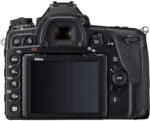Back view of a Nikon DSLR camera body with screen and controls.