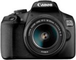 Canon EOS 2000D DSLR camera with 18-55mm lens, ideal for photography enthusiasts in the UK.