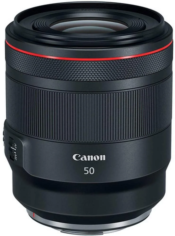 Canon RF 50mm f/1.2 lens for mirrorless cameras, available at Camix UK.