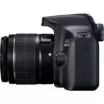 Canon EOS 4000D DSLR camera with 18-55mm lens, side view, available at Camix UK.