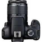 Canon EOS 4000D DSLR camera with 18-55mm lens, top view, available at Camix UK.