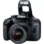 Canon EOS 4000D DSLR with 18-55mm lens, ideal for photography enthusiasts.