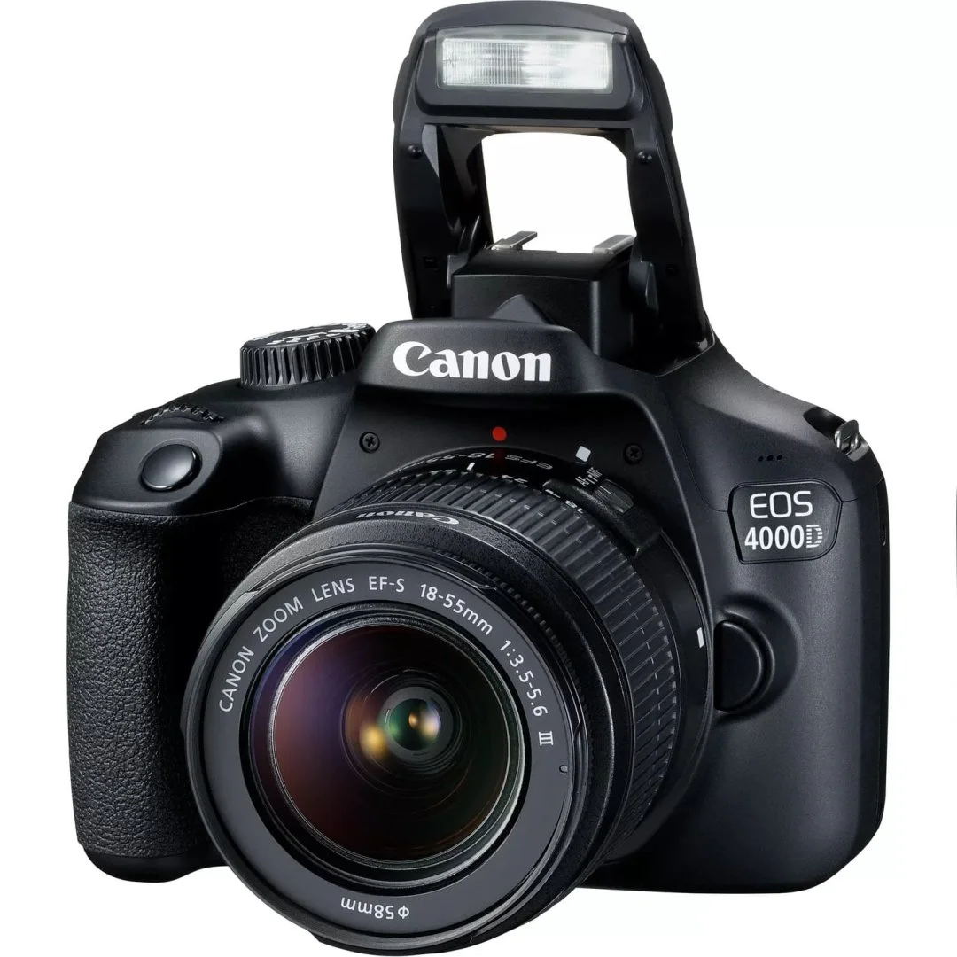 Canon4000D+18-55III-6 Canon EOS 4000D DSLR with 18-55mm lens, ideal for photography enthusiasts.