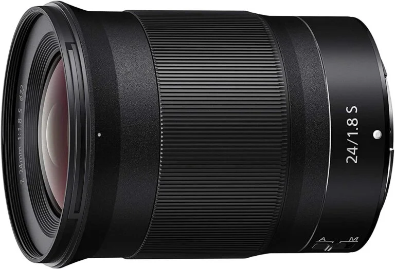 NIKKOR Z 24mm f/1.8 S lens for Nikon mirrorless cameras, ideal for wide-angle photography.
