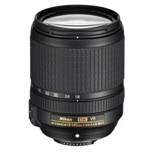 Nikon 18-140mm ED VR lens for DSLR cameras, versatile zoom for photography.