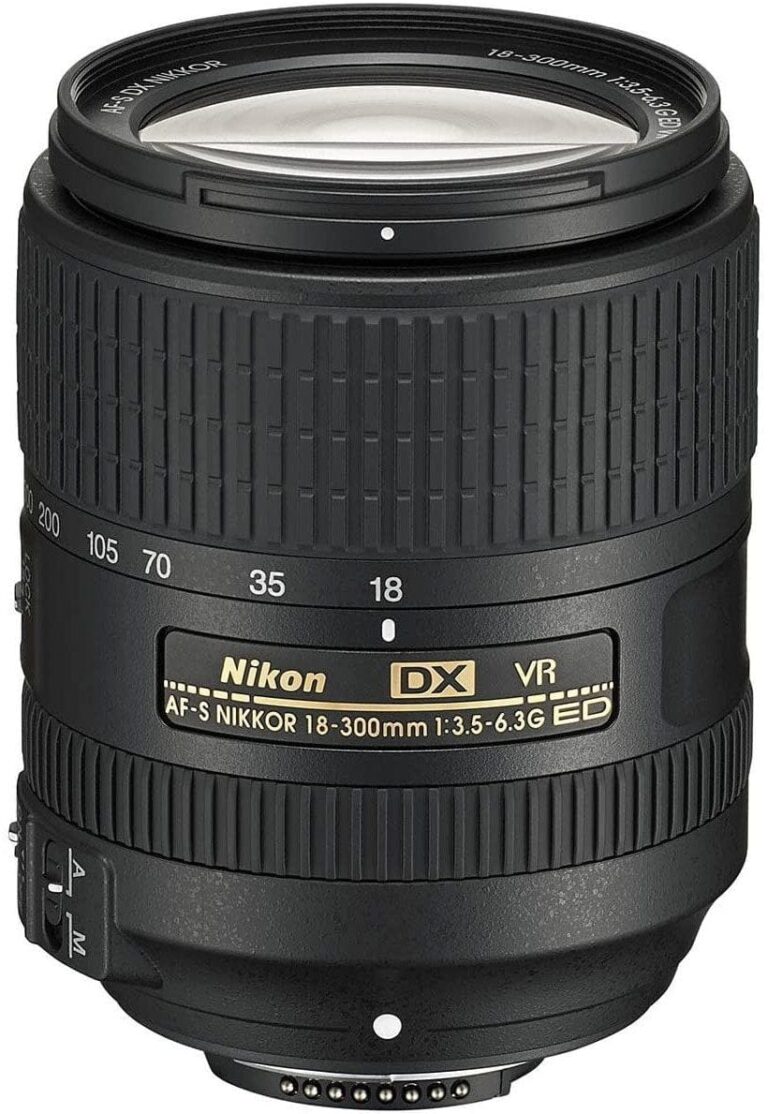 Nikon 18-300mm AF-S VR lens for DSLR cameras, versatile zoom for photography.