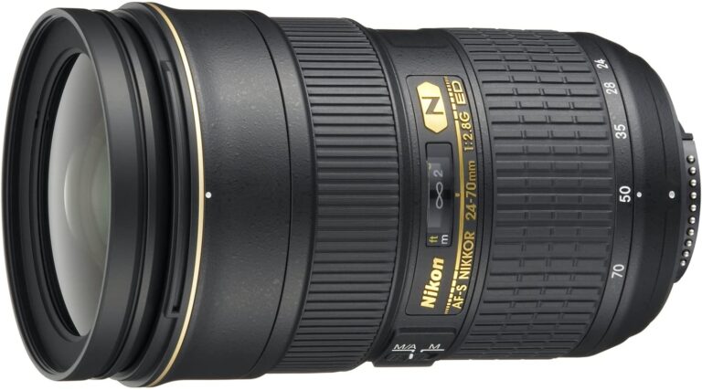 Nikon NIKKOR AF-S 24-70mm f/2.8G ED lens, ideal for professional photography.