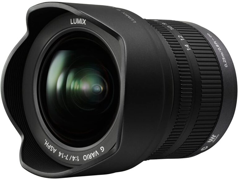 Panasonic Lumix G Vario 7-14mm f/4 lens, ideal for wide-angle photography, available at Camix camera shop UK.