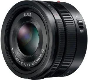 Panasonic LEICA DG 15mm f1.7 lens for Micro Four Thirds cameras, available at Camix.
