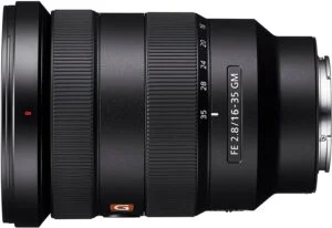 Sony FE 16-35mm f/2.8 GM lens for mirrorless cameras, ideal for wide-angle photography.