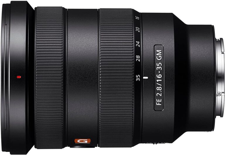 Sony FE 16-35mm f/2.8 GM lens for mirrorless cameras, ideal for wide-angle photography.