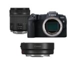 Canon EOS R camera body with lens and mount adapter, available at Camix UK.
