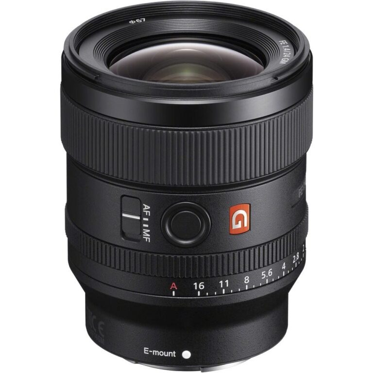 Sony 24mm G Master lens for mirrorless cameras, ideal for professional photography.