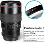 Canon camera lens with 67mm filter size, ideal for photography enthusiasts.