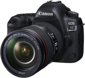 Canon EOS 5D Mark IV DSLR camera with 24-105mm lens, available at Camix UK.