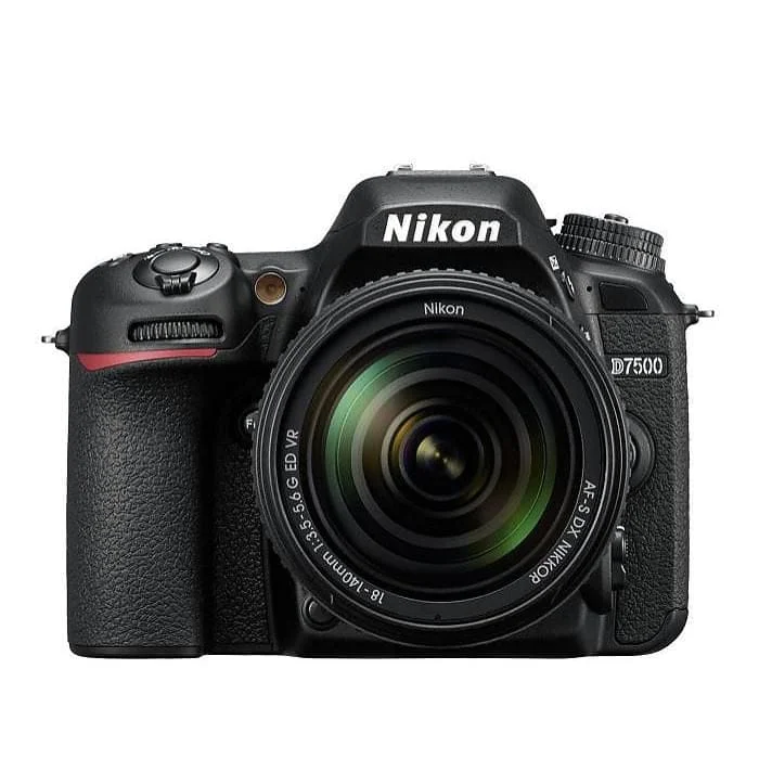 Nikon D7500 DSLR camera with 18-140mm lens, available at Camix UK.