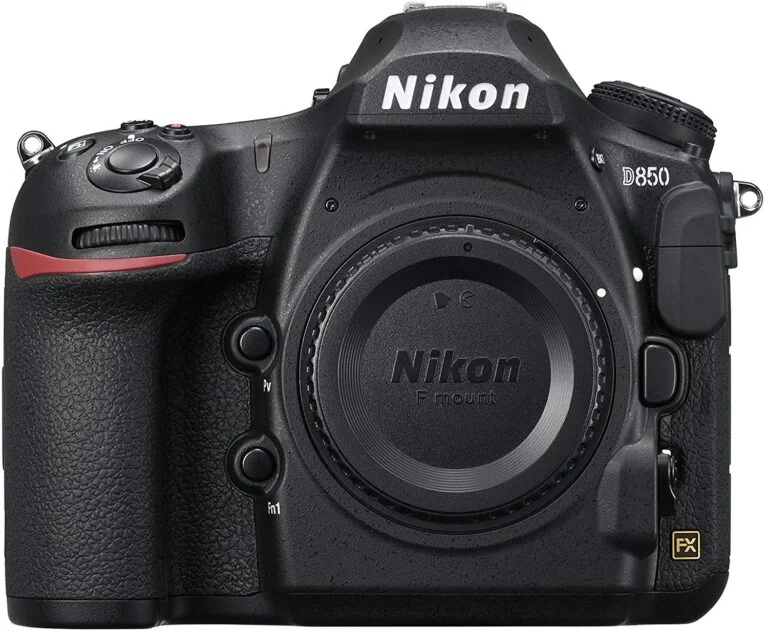 Nikon D850 DSLR camera body, ideal for professional photography.
