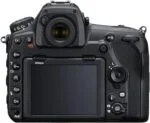 Back view of Nikon D850 DSLR camera body with screen and controls.
