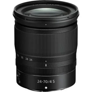 Nikon NIKKOR Z 24-70mm f/4 S lens for mirrorless cameras, ideal for versatile photography.