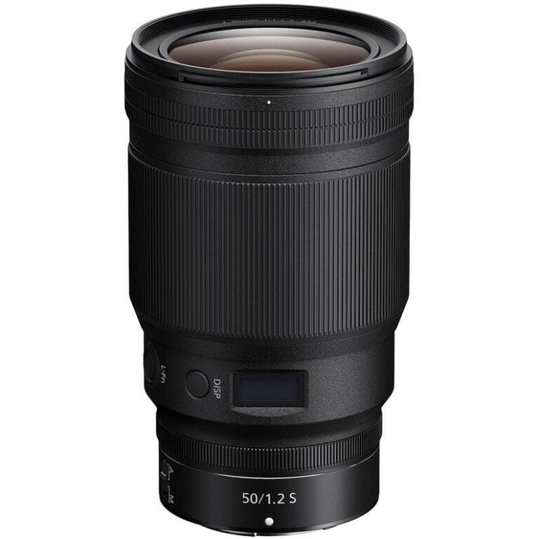 Nikon NIKKOR Z 50mm F1.2 S lens for mirrorless cameras, available at Camix UK.