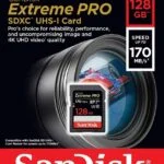 SanDisk Extreme PRO 128GB SDXC card for high-speed photography and 4K video.