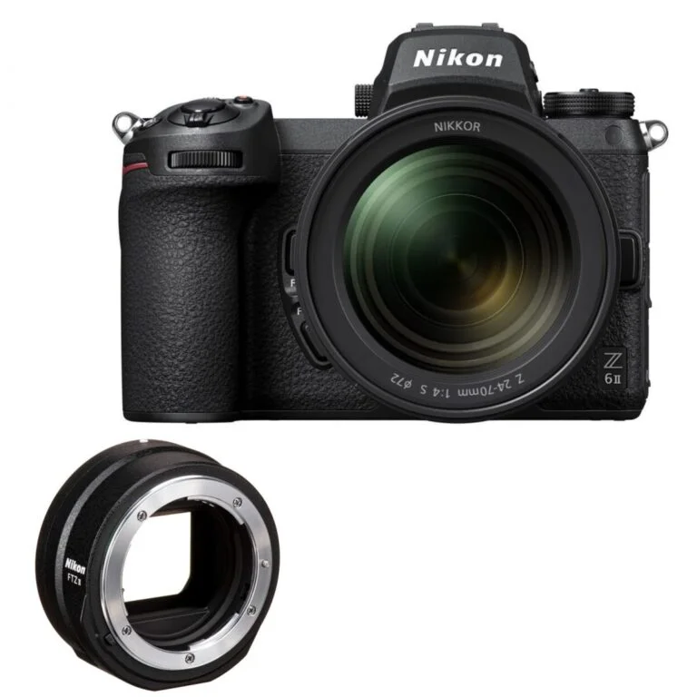 Nikon Z camera with lens and FTZ adapter, available at Camix UK.