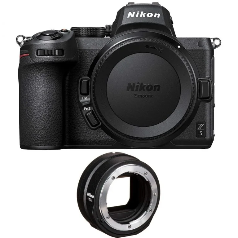 Nikon Z5 camera body with FTZ adapter, ideal for photography enthusiasts in the UK.
