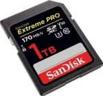 SanDisk Extreme PRO 1TB SD card for high-speed photography and video recording.