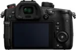 Back view of Panasonic Lumix DC-GH5S mirrorless camera body with screen and controls.