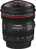 Canon EF 8-15mm F4 L Fisheye USM lens for professional photography.