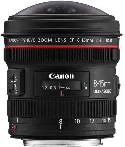 Canon EF 8-15mm F4 L Fisheye USM lens, ideal for creative photography.