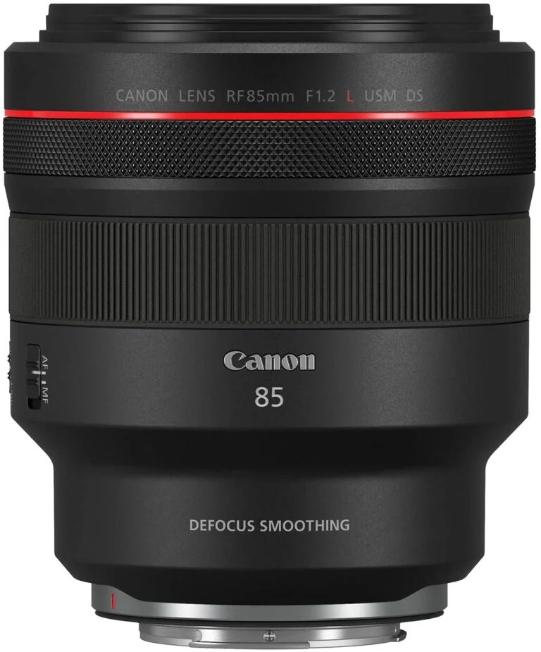 Canon RF 85mm f/1.2 DS lens for mirrorless cameras, ideal for portrait photography.