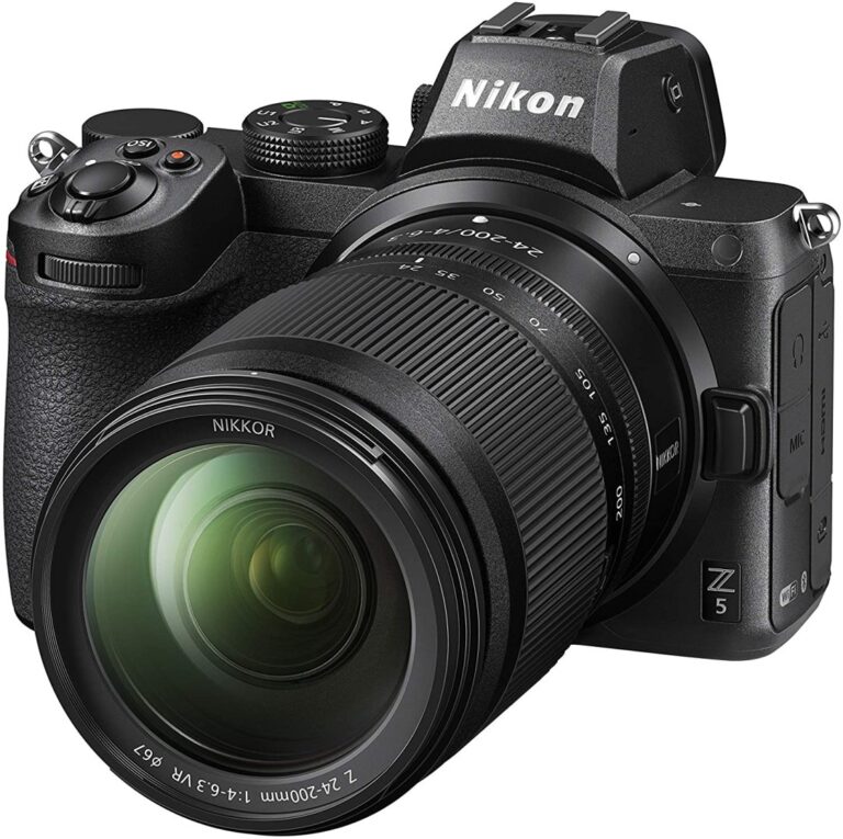 Nikon Z5 mirrorless camera with 24-200mm lens, available at Camix UK.