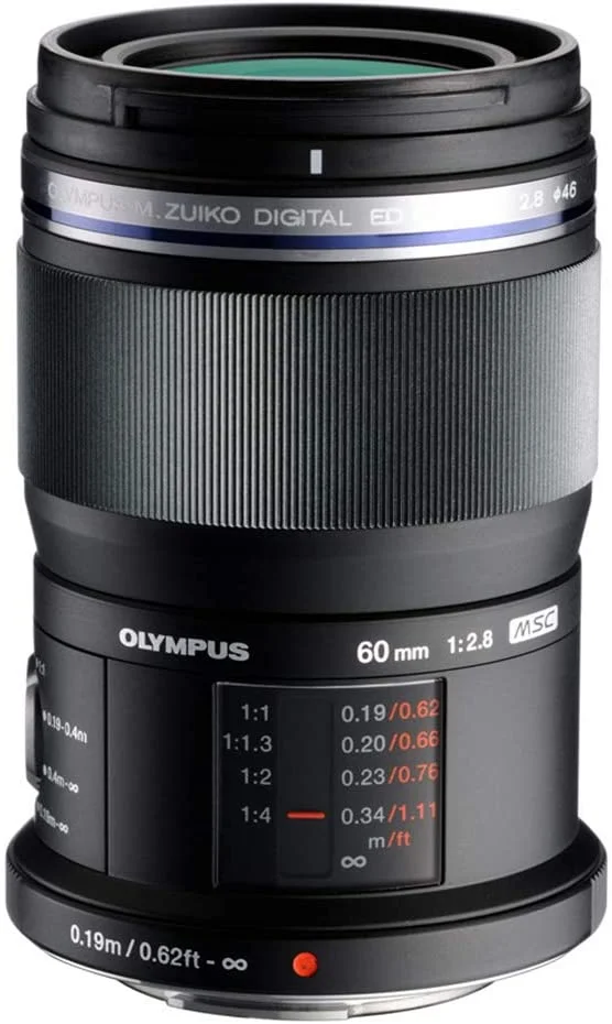 Olympus M.Zuiko Digital ED 60mm F2.8 Macro lens for Micro Four Thirds cameras.