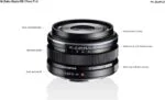 Olympus M.Zuiko Digital 17mm f/1.8 lens with robust metal housing and fast focus.