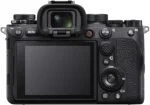 Back view of Sony Alpha 1 mirrorless camera with screen and controls.