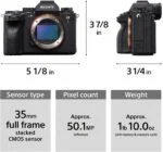 Sony Alpha 1 camera body with dimensions and specs, available at Camix UK.
