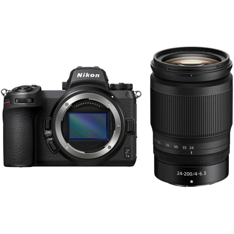 Nikon Z7 II camera with 24-200mm lens, ideal for professional photography.