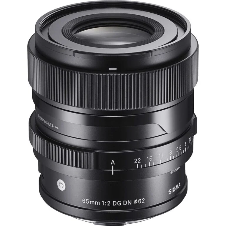 Sigma 65mm f/2 DG DN lens for mirrorless cameras, available at Camix UK.