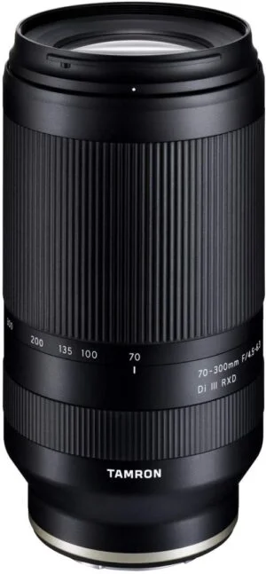 Tamron 70-300mm F/4.5-6.3 Di III RXD lens for Sony E mount cameras.
