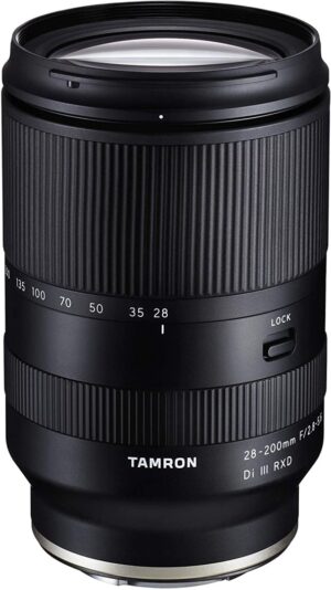 Tamron 28-200mm F/2.8-5.6 Di III RXD lens for mirrorless cameras.