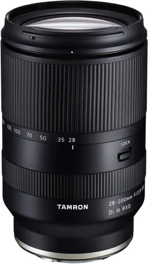 Tamron 28-200mm F/2.8-5.6 Di III RXD lens for mirrorless cameras.