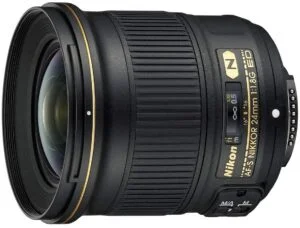 Nikon AF-S NIKKOR 24mm f/1.8G ED lens for DSLR cameras, ideal for wide-angle photography.