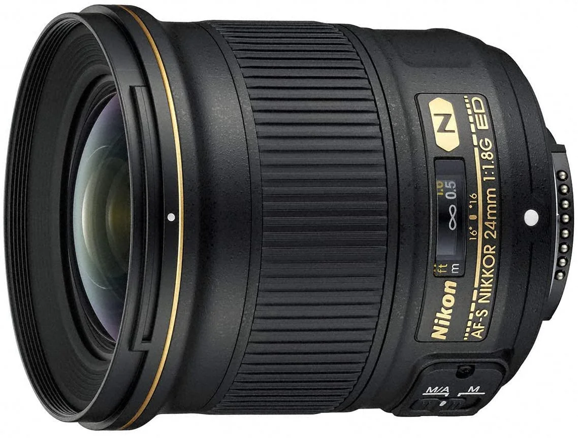 nikkor 24mm Nikon AF-S NIKKOR 24mm f/1.8G ED lens for DSLR cameras, ideal for wide-angle photography.