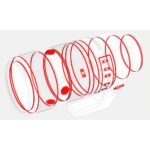 Illustration of a camera lens with highlighted components in red.