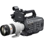 Sony cinema camera with attached lens, ideal for professional videography and filmmaking.