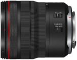 Canon RF 14-35mm f4L IS USM lens with stabilizer and focus switches, ideal for wide-angle photography.