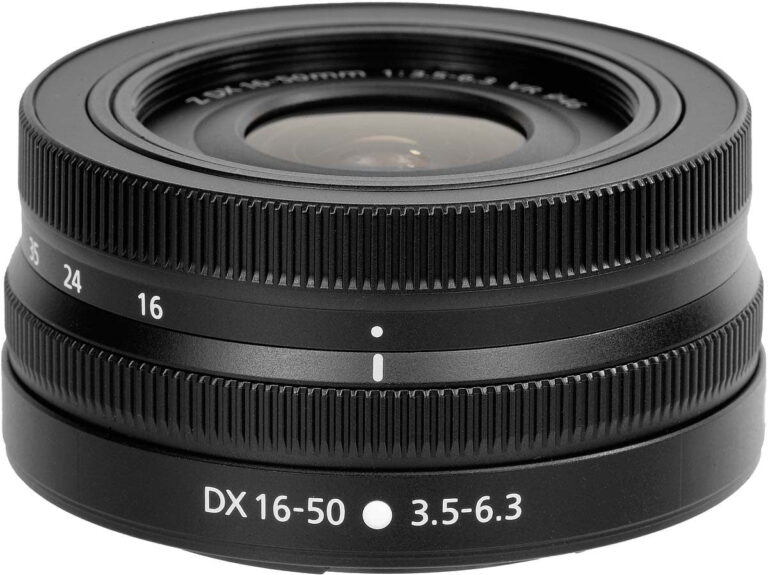 Nikon DX 16-50mm lens for mirrorless cameras, ideal for versatile photography.