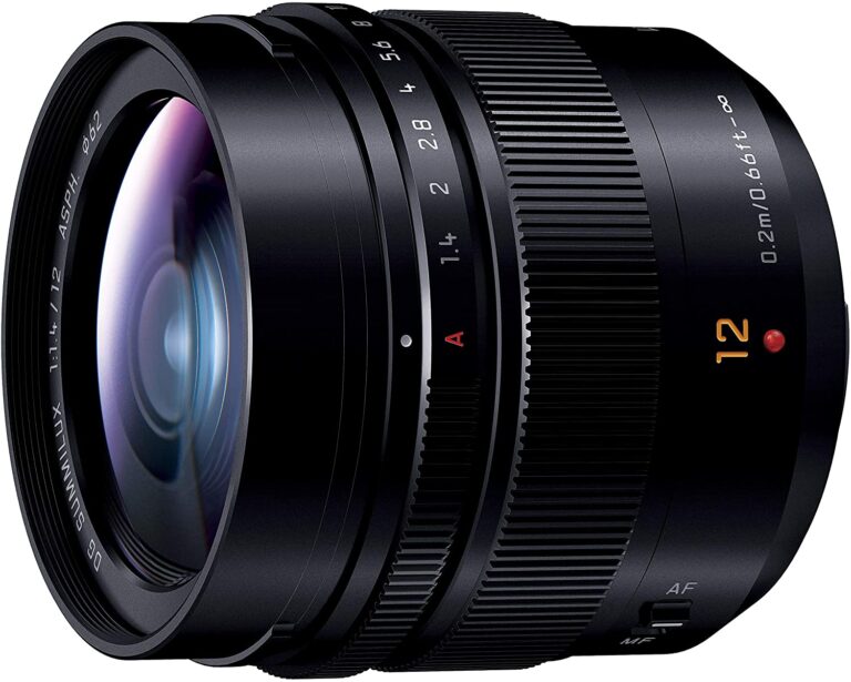 Panasonic Leica DG Summilux 12mm f/1.4 ASPH lens, ideal for professional photography.